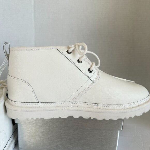 UGG Neumel Chopd White Pebble Leather Chukka Ankle Boots Shearling Lined Mens 11 - Picture 5 of 16